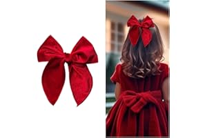 BOTTEGA DELLA PRINCIPESSA Lazo para el pelo de niña de terciopelo, cierre de horquilla de cocodrilo, elegante y versátil (rojo)