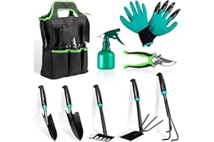 ZNCMRR 9 PCS Garden Tool Set Kids Gardening Tool Kit for Digging, Planting and Pruning, Gardening Hand Tools with Storage Bag, Ideal Garden Gifts for Men, Women and Any Gardener