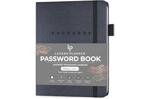 Legend Planner Carnet de mots de passe avec onglets alphabétiques Carnet de notes pour connexion à un site Web, poche 11 x 14,5 cm (gris mystique)