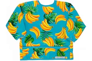 Twistshake - Bavaglino con Maniche e vaschetta raccogligocce | Impermeabile | A partire dai 6 mesi - Banane
