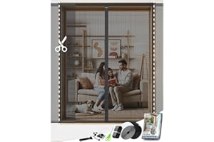 ARCOL Cortinas Mosquiteras para Ventana - Mosquitera con Imán de Ancho Recortable - Mosquitera para Ventana de Fijación Autoadherente - Cortinas Mosquiteras Magnéticas de Alta Resistencia (155x145 cm)