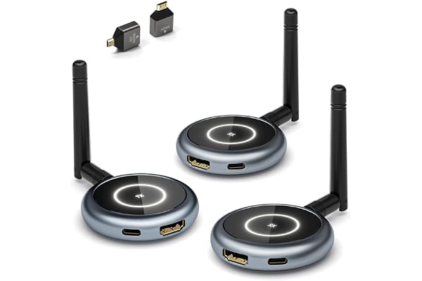 AIMIBO Émetteur HDMI sans Fil 1080p 60Hz - Kit avec 1 Émetteur + 2 Récepteurs (Extensible à 6) - Transmission Vidéo jusqu'à 50m - Compatible PC Portable, Appareil Photo, TV, Projecteur, Moniteur