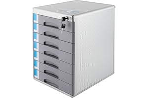 BAZARGAME Juego de cajones de metal con cerradura con 4 cajones, organizador de escritorio, documentos, caja de almacenamiento de aleación de aluminio (7 cajones)
