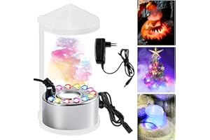 PORFOYO Nébuliseur à Ultrasons, 12 LED Brumisateur Ultrason, Mini Machine à Fumée d'halloween, Mist Maker avec Protection Anti-éclaboussures Amovible pour Extérieur ou Intérieur, Halloween