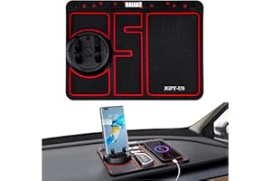 ENAIAH Tapis antidérapant de Voiture 4 en 1 Tapis Antidérapant pour Tableau De Bord De Voiture,Non Slip Dashboard Mat for Car,with Phone Holder,pour téléphone Portable,clés,Lunettes
