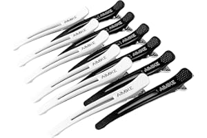 12 Piezas Pinzas Pelo Peluqueria, Pinzas Pelo Plástico Profesionales AIMIKE Para Cortar El Cabello,pinzas pelo niña Antideslizantes Set para Marcar Peinar Planchar el Pelo, duraderos（Blanco Y Negro）