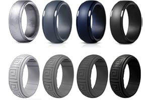 XSDSLS Lot de 8 Bagues en Silicone pour Homme 8mm Anneaux de Mariage en Silicone à La Mode pour Hommes Couleurs Classiques Respirant Cadeau Homme Anniversaire St Valentin Taille 54-70