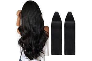 Silk-co 60cm - Extension Capelli Veri Biadesivo 40 Fasce 100g Remy Human Hair 2.5g/Fasca Extension Adesive Capelli Umani - 1 Nero Scuro