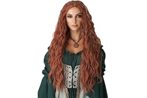 PORSMEER Damen Perücke Auburn Lang Lockige Orange Rot Perücken für Frauen, Natürlich Mittelscheitel Lange Locken Ingwer Rot Wig, Anime Cosplay Halloween Wigs 28 Zoll
