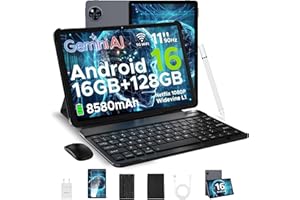 ‎DOOGEE DOOGEE U11 Android 16 AI Tablet 11 Zoll, 16GB+128GB (2TB TF) Gaming Tablets, T7200 Octa Core, 8580mAh, Gemini AI, WiFi 5, 90Hz Display, 13MP+5MP, Tablet mit Tastatur, Maus,Stift,Hülle und Schutzfolie