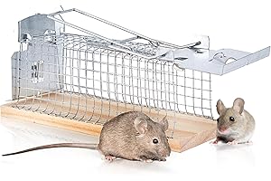 SWISSINNO Piège Vivant Cage à Souris - en Bois et Métal - Capture et Libération des Souris - Amical + Réutilisable - Intérieur/Extérieur - 1 Piège