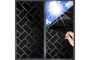 Qualsen Fensterfolie Milchglasfolie Fenster Abdunklungsfolie Folie Fensterfolie Blickdicht Verdunkelungsfolie Sichtschutzfolie Anti-UV Verdunklungsfolie Klebefolie Dunkel Für Büro(Schwarz,90x200cm)