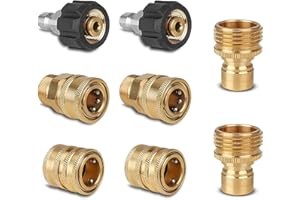 Qooltek Pressure Washer Adapter Set, Quick Disconnect Hose Fittings, Brass Couplers of M22-14 Swivel to 3/8" Quick Connect, 3/4" Male to 1/2" Quick Release, 8PCS