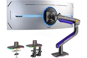 NB Ergonomic RGB Braccio Monitor per da 32 a 60 Pollici Schermo Piatti Ultrawide Curvi, Supporto per Monitor Resistente Carico fino a 20 kg VESA 75x75 mm, 100x100 mm