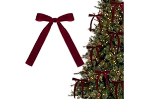 GEBETTER 12 pcs Wine Red Velvet Bows with Twist Ties for Christmas Tree Decorations Decorative Bows Xmas Decor Wreath Ornament