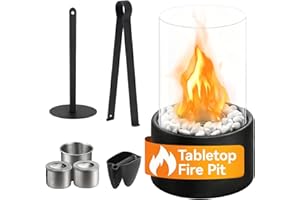 VGVGAJ Lampe De Table Fer Foyer Tournant Flamme 1 Set Lumière Décorative pour Cheminées Réservoir Carburant Fermé Intégré Système Dérivation Anti-éclaboussures Fois l'aspect Décoratif Sécurité D'utilisation