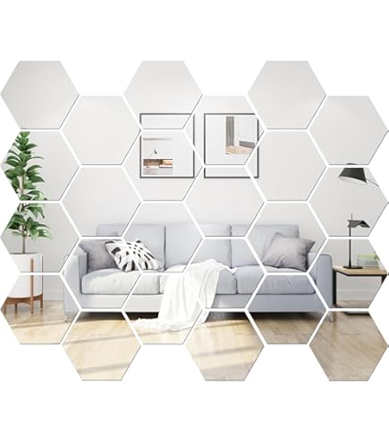 24Pcs 3D Hexagon Spiegel Muursticker Mozaïektegels... - Grandado