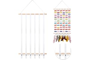 LIUCONGBD Hair Bow Holder Organizer for Girls, Wall Hanging Headband Holder, Hair Accessories Storage with Hooks, Hair Clip Hanger for Baby Girls Room Home Decor 23.6 Inch (White)
