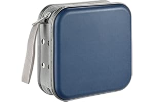 LIOVODE Portfel CD, 48 pojemności, przenośny uchwyt na płyty CD/Blu-ray/dysk, organizer do przechowywania, segregator do samochodu, biura, domu (ciemnoniebieski)