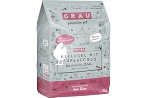 Grau Oryginalna sucha karma dla kotów – kociąt – drób z superfoods, 1 opakowanie (1 x 2 kg)