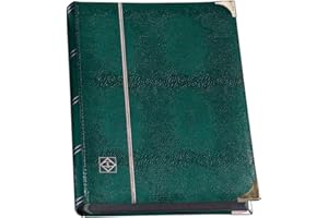 Leuchtturm 341942 Album per la Raccolta di francobolli Comfort Deluxe - 64 Pagine DIN A4 Nere - Imbottito, Aspetto Coccodrillo - Verde