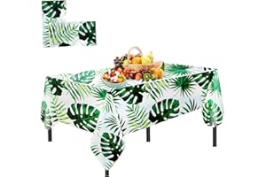 Movstriker Tropical Palm Leaves Table Cloth, 54x108 Inch Rectangular Plastic Table Cover Waterproof Outdoor Table Cloth Luau Party Decorations Wipeable for Picnic Indoor Outdoor Party Supplies