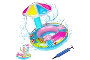 VSPEK Anneau de Natation pour Bébé, Bouée Siège De Piscine Bouée Gonflable Pare-Soleil Flotteur de Natation Flotteur de Piscine ​Bouée en Forme de Animaux Marins Aide à la nage pour Enfant 6 Mois à 3 Ans