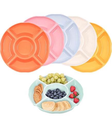 4 Stück Snackteller Mit 5 Fächern - Blütenförmige Servierplatte Für Partys