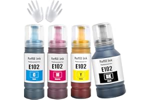 ASEKER 102 Inchiostro Multipla Compatibile per Epson EcoTank ET-2750 ET-2756 ET-2850 ET-2851 ET-2856 ET-3700 ET-3750 ET-3850 ET-4500 ET-4700 ET-4750 ET-4850 ET-4856 ET-15000 Stampante (BK/C/M/Y)