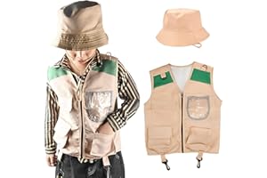Maryparty Esploratore Bambini Costume, Cappello da Pesca Bambino Cappello Esploratore Bambino Gilet Esploratore Bambino Gilet Pesca Bambino Esplorazione Regalo per Bambini.