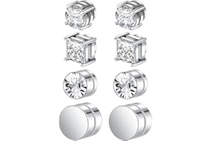 Gojewen Magnetic Earring Studs Women Men Fake Earring Non Piercing Clip on Magnet Jewellery Stainless Steel