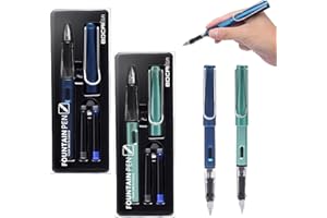 VOSSOT Pluma Estilográfica con Empuñadura Ergonómica y Plumín de Acero Pulido, Juego de Plumas Estilográficas Medias Incluye 4 Cartuchos de Tinta y 2 Convertidor de Recarga de Tinta Bolígrafos