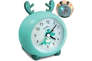 Yeelan Kinderwecker,Wecker ohne Ticken,Wecker mit Licht,Kinderwecker für Schulanfänger,Wecker Analog,Batteriebetriebene,Wecker Laut für tiefschläfer,Wecker Kinder für Mädchen Jungen,Grün