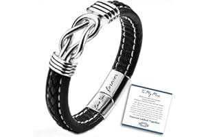 SUNSH Braided leather bracelet Forever Linked Together - Men's stainless steel braided leather bracelet with quote cuff 8/8.5/9 inch bracelet To My Man/Boyfriend/Husband