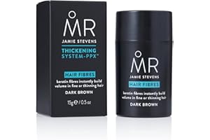 MR. MR Jamie Stevens Hair Fibres for Dark Brown Hair, Hair Building Fibre with Keratin, Conceals Thinning and Balding Hair, 15 ml