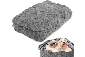 Neerow Dog Blanket Washable, 100 x 150 cm Fleece Cat Blanket, Soft Fluffy Puppy Pet Blankets for Medium Small Indoor Dogs Cats Sofa Bed (Grey)