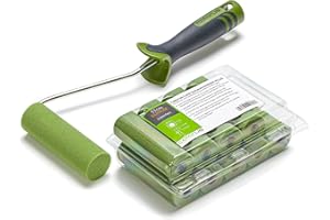 ‎COLORUS 10 x Colorus Lackierwalzen superfein Plus | Schaumwalze 11 cm gerade | Lackrolle für Lacke auf wasserbasis und leicht lösemittelhaltige Lacke | Lackierrolle inklusive 2K Farbwalzenbügel