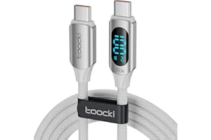 TOOCKI 100W kabel USB C do USB C, 5A kabel do szybkiego ładowania Kabel do ładowania PD QC5.0 z wyświetlaczem LED, kompatybilny z iPhone 15/15 Pro/15 Pro Max MacBook Pro Air iPad Pro Air (1, Biały, 2M)