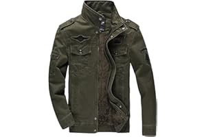 KEFITEVD Men's Winter Fleece Jacket Warm Cargo Stand Collar Military Thicken Cotton Jackets Coat