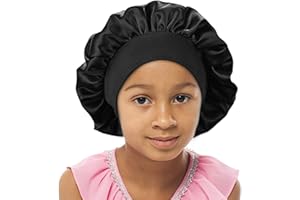 SENGTERM Satin Bonnet de Sommeil Elastique a Large Bande pour Dormir Bonnet Chapeau Soin des Cheveux pour Enfants Enfants