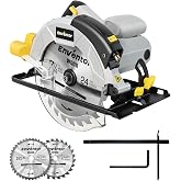 Enventor Circular Saw 1200W, Laser Guide, 2 Blades 24T+40T(&Oslash;185mm) | Dust Removal Interface, 5800RPM, Cut 62mm(90&deg;)/42mm(45&deg;)