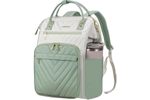 VANKEAN Laptop-ryggsäck för kvinnor 15-17 tum snygg datorryggsäck, Beige ljusgrön, 15.6", Laptop ryggsäck