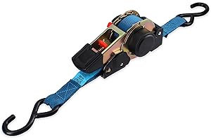 Ferrestock FSKCOS002 correa de amarre con trinquete, ganchos de acero reforzado y sistema de recogida automático