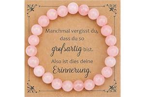 Biglumin Bracciale quarzo rosa da 8 mm,bracciale pietre naturali. Bracciale portafortuna, braccialetto di perle rosa, gioielli di moda per donne, ragazze,amiche, parenti, colleghi, vicini.