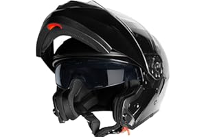 Zorax ZOR-839 Gloss Black M (57-58cm) Flip Up Double Visor Helmet Motorcycle Motorbike Helmet Road Legal ECE2206