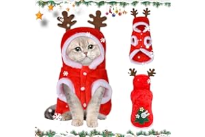 TUTUKYLE Tenue De NoëL pour Chiens, Pull De NoëL pour Chiens, Cadeaux De NoëL pour Chats, Costume De Renne du Père NoëL pour Chiens, Pull De NoëL pour Chats, Manteau à Capuche pour Animaux De Compagnie