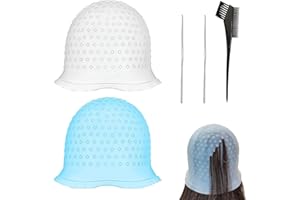 WQNNQW 2 Pièces Bonnet Meches Cheveux,Kit Meche Cheveux Avec 2 Aiguille À Crochet en Metal et 1 Pinceau Coloration Cheveux,Pour Teinture des Cheveux - Réutilisable