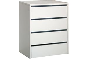 ABITTI Cajonera Armario Auxiliar Tamaño Pequeño con 4 Cajones en Color Blanco Brillo 46x64x45 cm
