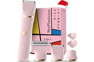 AREYZIN Bikini Trimmer Women - 3 in 1 Painless Lady Shavers for Women for Silk Skin,Rechargeable Electric Shaver for Bikinis Legs Pubic Hair,Replaceable Ceramic Blade,IPX7 Waterproof Easy Cleaning,Pink