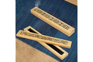 BUENTYA 2 Stücke Räucherstäbchenhalter holz Incense Stick Holder Wood Weihrauchhalter Bambus Räucherturm Räucherstäbchenhalter Box Duftstäbchen Halter Räucherkegel für Meditation(23,5 * 3,5 * 2,3 cm)